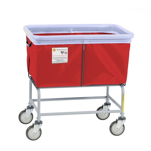 Antimicrobial Elevated Basket Truck, Vinyl, Bumper, 4 Bushel, Red
